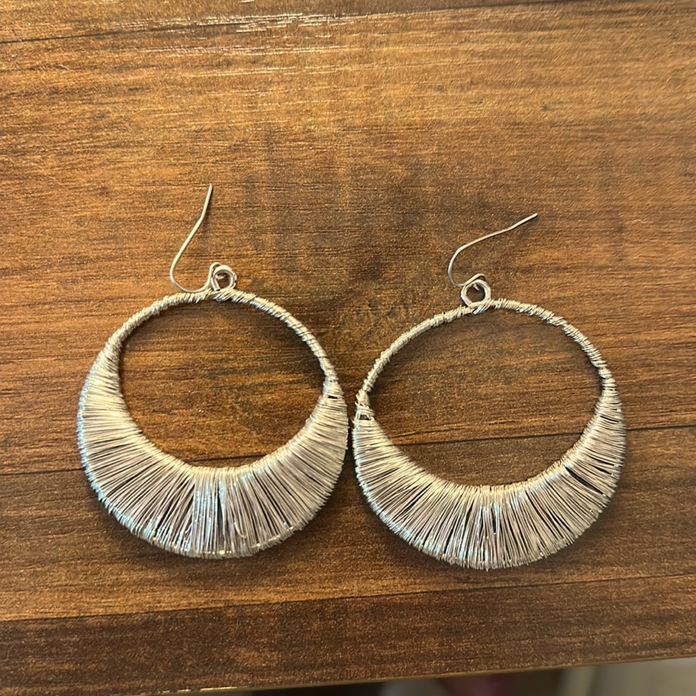 Wire wrapped silver earrings